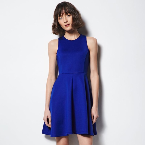 MILLY FOR DESIGNATION Dress Sheath Fit Flare Scuba Sleeveless Blue Size 12 - Picture 1 of 5